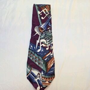 RARE"Upbeat" Necktie By Roffe Music Instruments Teacher Drum Harmonica‎ Trumpet